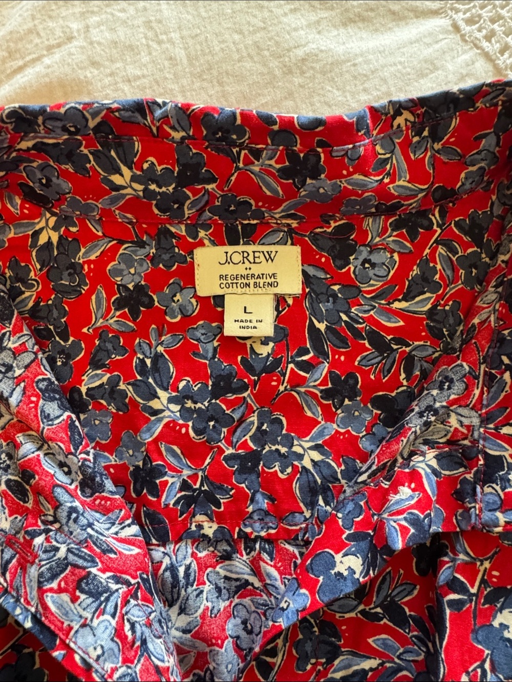 J. Crew Red Floral womens Button-Down Shirt